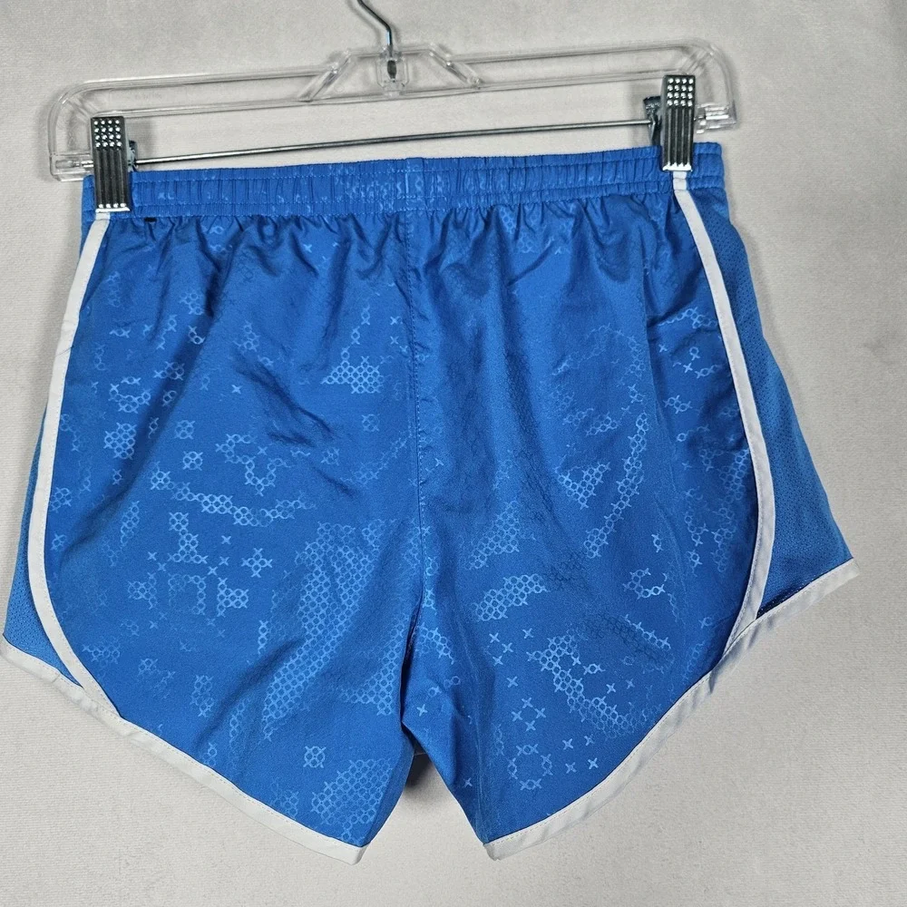 Nike Dri-Fit Girl Youth Shorts L Blue Geometric Print Lined Running Gym Athletic